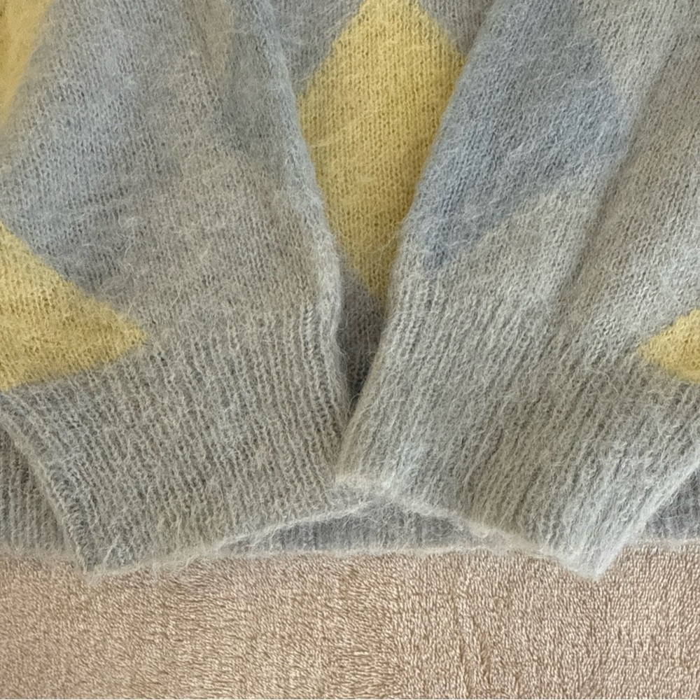 J. Crew Diamond Checked Crewneck Sweater Alpaca Wool Blend Women’s Size Medium - Picture 6 of 11